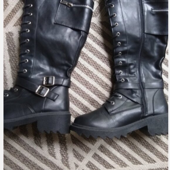 Olivia Miller Goth/Punk zippered black tall boots 9 m ***NEW NO BOX**** - Picture 5 of 6